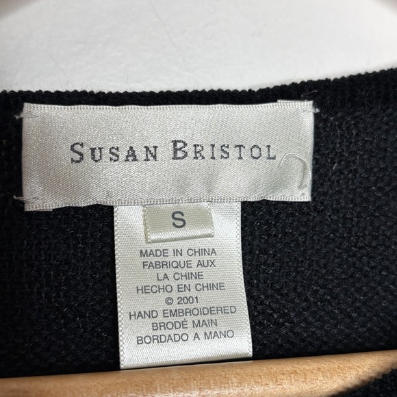 Susan Bristol Floral Embroidered Cardigan Sweater Womens Small Cottage Fairy - Picture 4 of 6